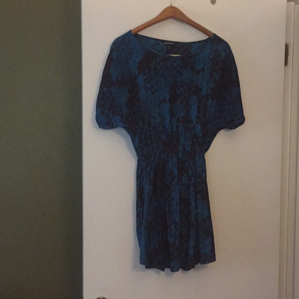 Navy blue and black snake skin shirt dress